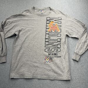 Miami Marlins MLB Long Sleeve Shirt Gray L Officially Licensed